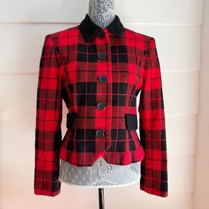 Vintage Plaid Wool Cropped Jacket David Hayes Holiday Jacket
